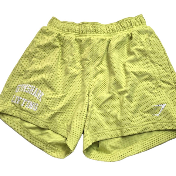 Womens Gymshark Lifting Mesh Shorts Neon Yellow/Green Size XS Pockets EUC - Picture 2 of 11